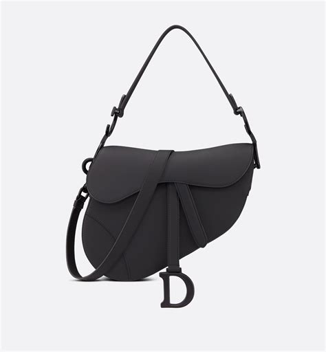 Saddle Bag with Strap Black Smooth Calfskin .